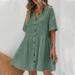 💃2026 Summer Hot Sale 70% OFF✨Women's Short Sleeve Button Down Textured Babydoll Dress Dress with Pockets