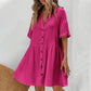 💃2026 Summer Hot Sale 70% OFF✨Women's Short Sleeve Button Down Textured Babydoll Dress Dress with Pockets