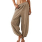 👖Hot Sale 50% OFF !✨Women's Baggy Wide Leg Pants Casual Elastic Waisted Palazzo Harem Pants with Pockets