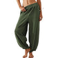 👖Hot Sale 50% OFF !✨Women's Baggy Wide Leg Pants Casual Elastic Waisted Palazzo Harem Pants with Pockets