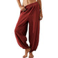 👖Hot Sale 50% OFF !✨Women's Baggy Wide Leg Pants Casual Elastic Waisted Palazzo Harem Pants with Pockets