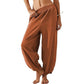 👖Hot Sale 50% OFF !✨Women's Baggy Wide Leg Pants Casual Elastic Waisted Palazzo Harem Pants with Pockets