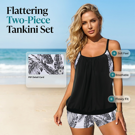 🎉LAST DAY SPECIAL PRICE ONLY ￡14.99!!🌸 Plus Size Friendly Tankini & Boyshort Swim Set – Quick Dry Beach Swimwear 🏊‍♀️