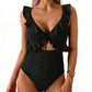 🩱Summer Hot Sale 50% OFF💃Women's Tummy Control Ruffle V-Neck One-Piece Swimsuit