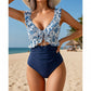 🩱Summer Hot Sale 50% OFF💃Women's Tummy Control Ruffle V-Neck One-Piece Swimsuit