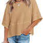 ⏳LAST DAY SALE ONLY ￡9.99!!🔥🌸Women's Solid Color Splicing Loose Five Points Flare Sleeve T-Shirt