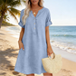 👗Summer Hot Sale 70% OFF✨👗Women's V-Neck Tunic Dress – Relaxed Fit, Pockets & Breathable