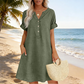 👗Summer Hot Sale 70% OFF✨👗Women's V-Neck Tunic Dress – Relaxed Fit, Pockets & Breathable