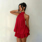 🎁New Arrival 50% OFF💥Women’s Halter Neck Mini Dress – Slim-Fit, Sleeveless & Tie-Back ✨ | Elegant Summer Dress