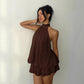 🎁New Arrival 50% OFF💥Women’s Halter Neck Mini Dress – Slim-Fit, Sleeveless & Tie-Back ✨ | Elegant Summer Dress