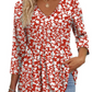 💥2026 Hot Sale 49% OFF👚Women's V Neck Babydoll 3/4 Sleeve Patchwork Print Top