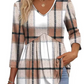 💥2026 Hot Sale 49% OFF👚Women's V Neck Babydoll 3/4 Sleeve Patchwork Print Top