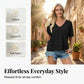 💥2026 Hot Sale 49% OFF👚Women's V Neck T Shirts Casual Short Sleeve Flowy Tops Loose Fit Basic Tees -👍Premium Blend Fabric Flattering V Neckline