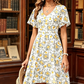 👗2026 Summer Hot Sale 50% OFF✨Women's Swing Floral Ruffle Short Sleeve A-line Shift Dress with Pockets🌸