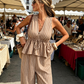 🏖️Limited Time Sale 50% OFF!🌞Women's 2-Piece Striped Tie-Waist Co-ord Set – Sleeveless Blouse & Wide-Leg Trousers 💫🌿  Vintage Boho Style • Casual Commuter Wear • Lightweight & Flowy💃