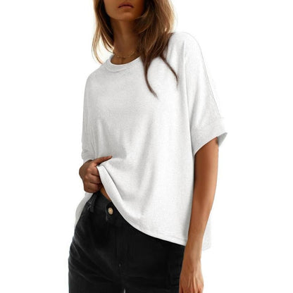 👚Hot Sale 50% OFF☁️2026 Women's Loose Oversized Basic Tee Comfortable Soft Fabric Flattering Fit 🌸