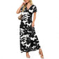 👗2026 Summer Hot Sale 49% OFF🌈 Women's V neck Ankle Length Floral Print Beach Long Flowy  Maxi Dress with Pockets🎀