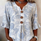 🌸👚 LIMITED-TIME 46% OFF! Women’s Vintage Floral Cotton-Linen Blouse – Breathable Comfort, Wooden Buttons & Ruffled Cuffs ✨