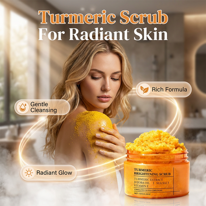 🌿Hot Sale -Buy 2 Get 1 Free✨Turmeric Brightening Body Scrub – Natural turmeric, jojoba oil & sea salt. Gently exfoliates dull skin – reveals radiant, baby‑soft glow from head to toe!🧖‍♀️💛