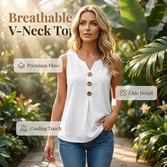 👚❄️Summer cool-down deal: just £12.99!!⚡50K+ SOLD!❄️Women's V-Neck Sleeveless Cotton Linen Vest