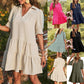🔥2026 Summer Hot Sale 49% OFF🌈Women’s Lapel Collared V Neck Mid Sleeved Pleated Dress