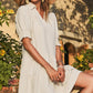 🔥2026 Summer Hot Sale 49% OFF🌈Women’s Lapel Collared V Neck Mid Sleeved Pleated Dress