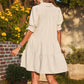 🔥2026 Summer Hot Sale 49% OFF🌈Women’s Lapel Collared V Neck Mid Sleeved Pleated Dress