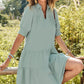 🔥2026 Summer Hot Sale 49% OFF🌈Women’s Lapel Collared V Neck Mid Sleeved Pleated Dress