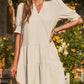 🔥2026 Summer Hot Sale 49% OFF🌈Women’s Lapel Collared V Neck Mid Sleeved Pleated Dress
