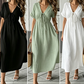 📢2026 Summer Hot Sale 49% OFF🌈⏰Women's Lightweight Summer Cotton Dress V-Neck Bohemian Casual Loose Short Sleeve Drawstring Beach Dress with Pockets