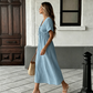 📢2026 Summer Hot Sale 49% OFF🌈⏰Women's Lightweight Summer Cotton Dress V-Neck Bohemian Casual Loose Short Sleeve Drawstring Beach Dress with Pockets