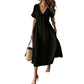 📢2026 Summer Hot Sale 49% OFF🌈⏰Women's Lightweight Summer Cotton Dress V-Neck Bohemian Casual Loose Short Sleeve Drawstring Beach Dress with Pockets
