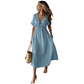 📢2026 Summer Hot Sale 49% OFF🌈⏰Women's Lightweight Summer Cotton Dress V-Neck Bohemian Casual Loose Short Sleeve Drawstring Beach Dress with Pockets