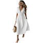 📢2026 Summer Hot Sale 49% OFF🌈⏰Women's Lightweight Summer Cotton Dress V-Neck Bohemian Casual Loose Short Sleeve Drawstring Beach Dress with Pockets