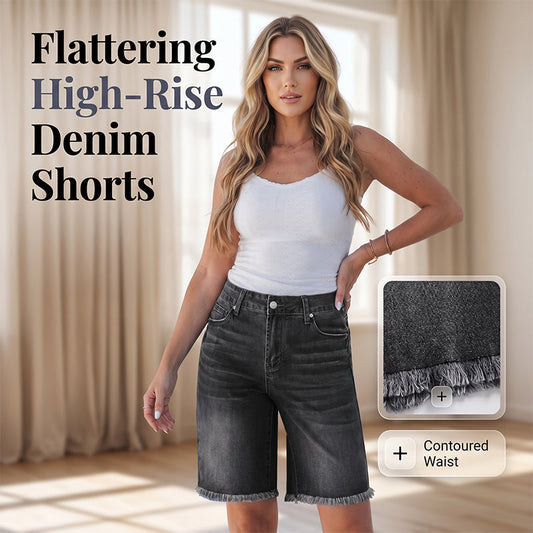 🎁2026 New Arrivals 40% OFF💥Women's Casual High Waisted Fringed Denim Shorts – Stretchy & raw hem – Perfect for summer, beach or casual outings – comfortable and trendy 🏖️✨