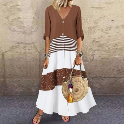🏖️Summer Hot Sale - Up to 70% OFF⚡50K+ SOLD!🎁Women's Summer V-Neck Button-Up Maxi Dress