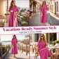 💃2026 Summer Hot Sale 70% OFF🥰Women's Casual V Neck Puff Sleeve Empire Waist A-Line Maxi Dress