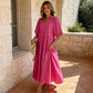 💃2026 Summer Hot Sale 70% OFF🥰Women's Casual V Neck Puff Sleeve Empire Waist A-Line Maxi Dress