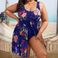 👙 LIMITED-TIME 50% OFF! 🌸Women's Leaf Floral Print One Piece Swim Dress, Tummy Control Plus Size Swimming Costume