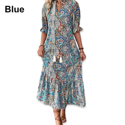 🌸🌿LIMITED TIME 50% OFF!🌺Women's Summer V-Neck Floral Dress – Floral print & breezy fit – Perfect for sunny days.