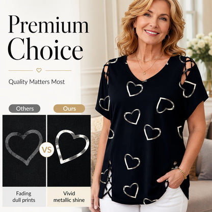 🎁2026 New Arrivals 50% OFF💥Women’s Heart Print V-Neck Top
