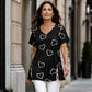 🎁2026 New Arrivals 50% OFF💥Women’s Heart Print V-Neck Top