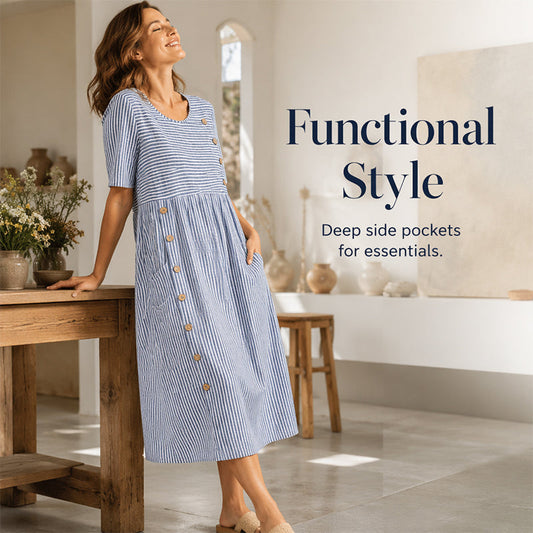 👗2026 Summer New Arrivals 50% OFF💥Women’s Casual Striped Relaxed Fit Dress📍GB