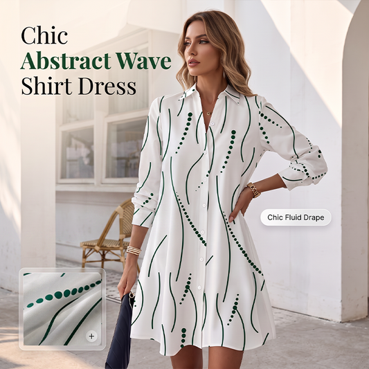 👔Summer Hot Sale - Up to 70% OFF💃Women's Long Sleeve Printed Shirt Dress Casual Button Down Elegant Midi Dress