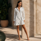 👔Summer Hot Sale - Up to 70% OFF⚡50K+ SOLD!🎁Women's Long Sleeve Printed Shirt Dress Casual Button Down Elegant Midi Dress