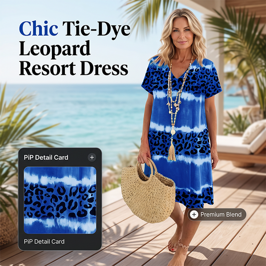 🌈2026 Summer Hot Sale 50% OFF!✨Women's Casual Tie Dye Leopard Print V-Neck Dress