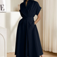 Chic Lapel Collar High-Waist A-Line Shirtdress
