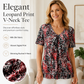 🎉2026 Hot Sale 50% OFF💞 Women's V Neck Leopard Print Short Sleeve T-Shirt Pleated Tunic Top