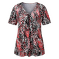 🎉2026 Hot Sale 50% OFF💞 Women's V Neck Leopard Print Short Sleeve T-Shirt Pleated Tunic Top
