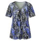 🎉2026 Hot Sale 50% OFF💞 Women's V Neck Leopard Print Short Sleeve T-Shirt Pleated Tunic Top